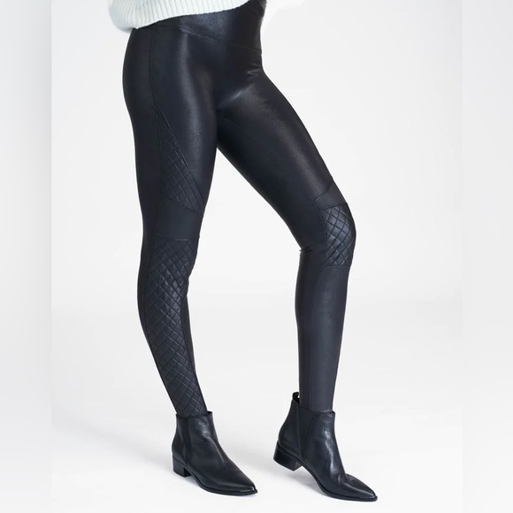 SPANX Faux Leather Quilted Leggings Size XS *new with tags* - Picture 2 of 4